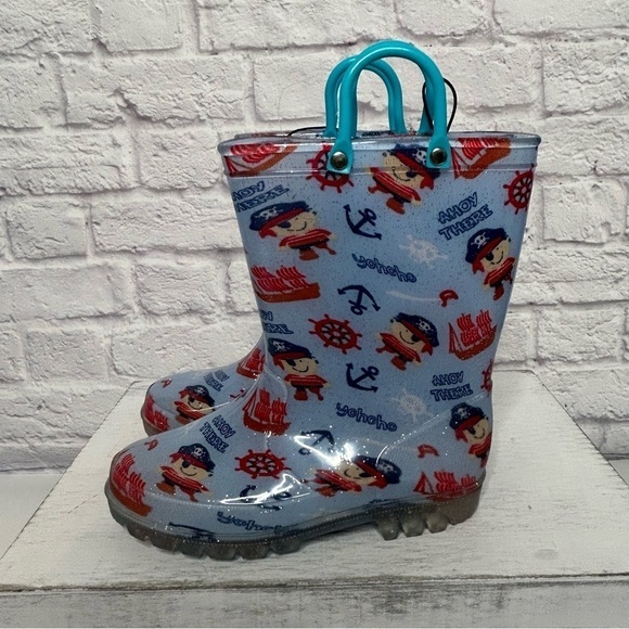NWT KomforMe Kids Nautical Light Up Rain Boots - Picture 8 of 16